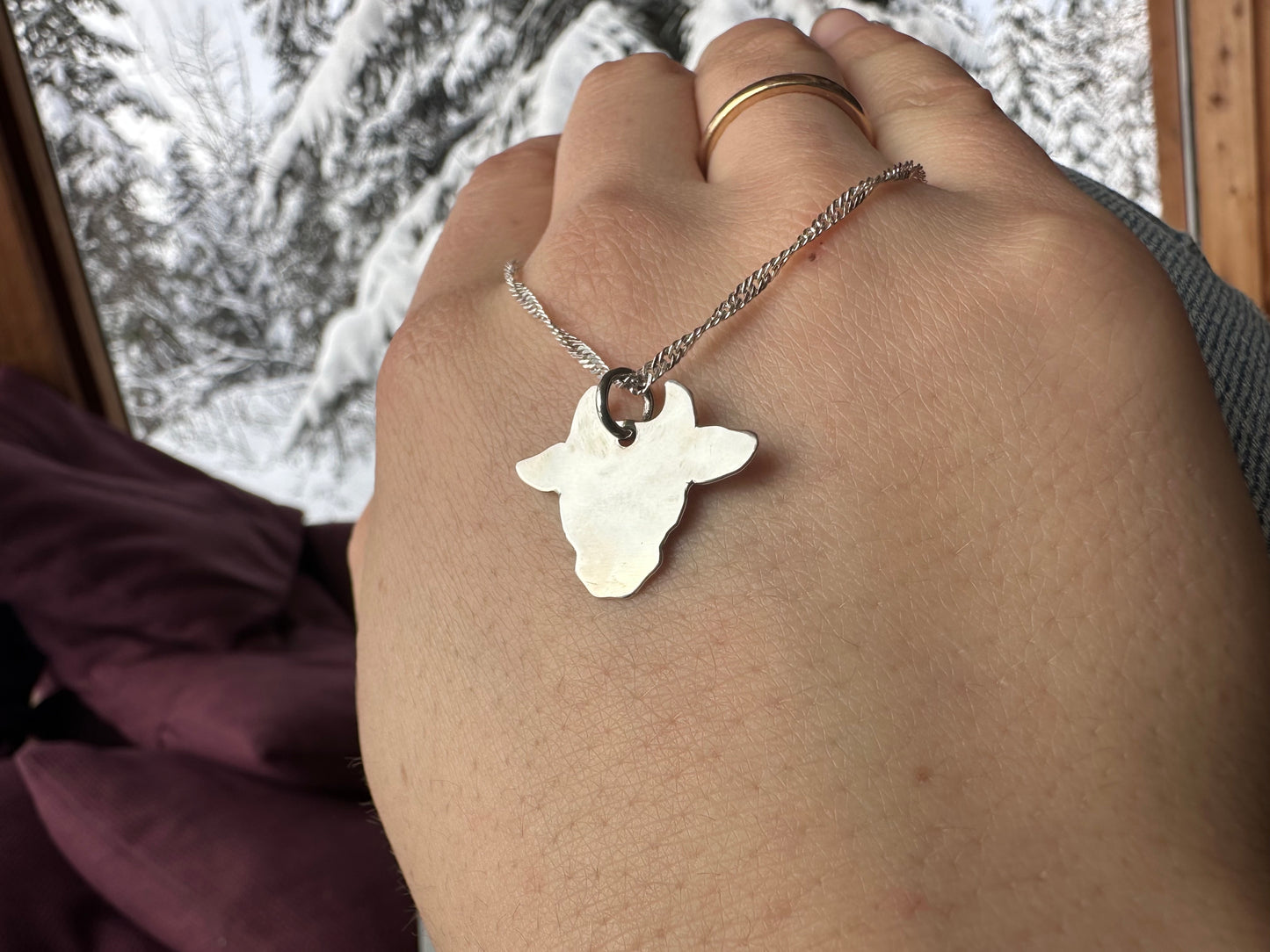 Sterling Silver Cow Pendant