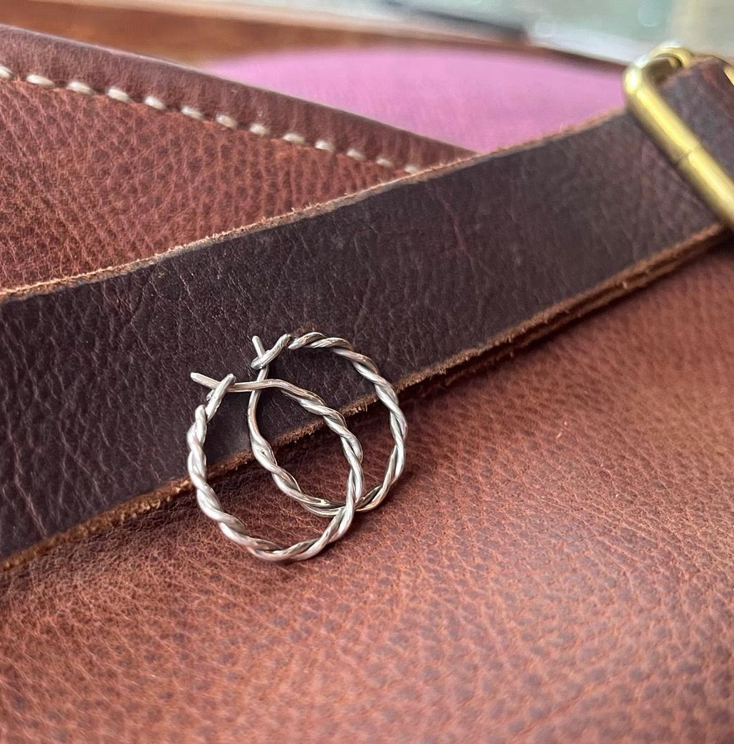 Sterling Silver Twist Hoop Earrings