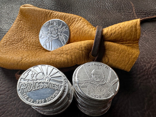 LIMITED TIME OFFER!  2025 Silver Coins x 20, leather pouch and FREE 2024 coin